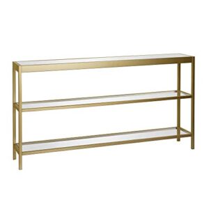henn&hart 55" wide rectangular console table in brass, entryway table, accent table for living room, hallway