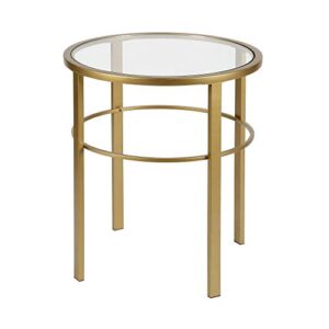 henn&hart 20" wide round side table in brass, table for living room, bedroom