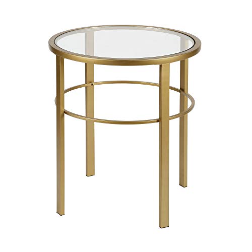 Henn&Hart 20" Wide Round Side Table in Brass, Table for Living Room, Bedroom