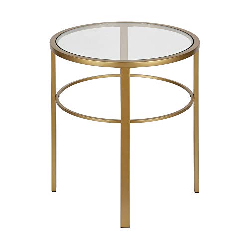 Henn&Hart 20" Wide Round Side Table in Brass, Table for Living Room, Bedroom