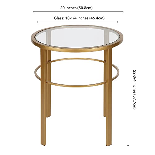 Henn&Hart 20" Wide Round Side Table in Brass, Table for Living Room, Bedroom