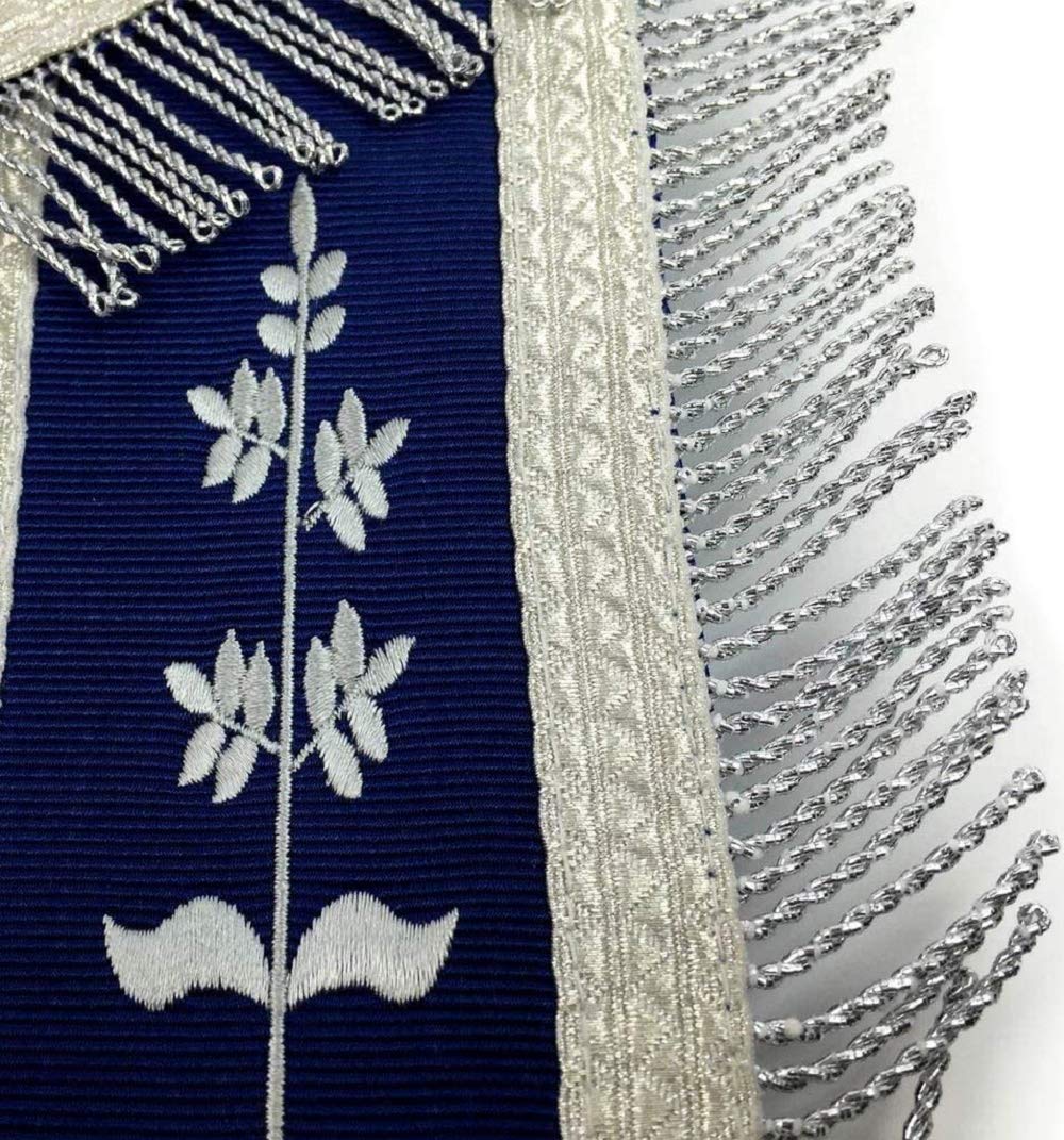 Masonic Blue Lodge G Master Mason Silver Machine Embroidery Freemasons Apron (Lambskin)