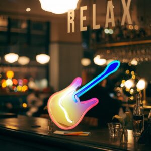 Guitar Neon Sign for Bedroom Art Guitar Decor Neon Lights for Christmas Halloween Wedding Valentine's Day Party Bar Club Home Decoration, Lounge Office Operated by USB