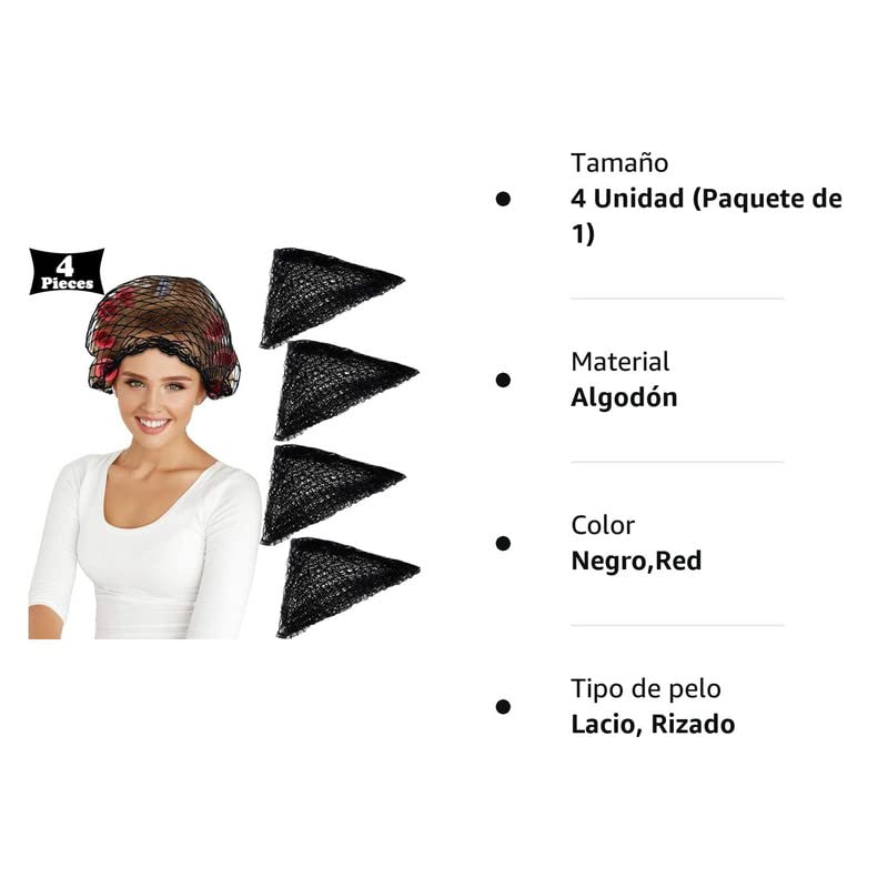 WILLBOND 4 Pieces Triangle Hair Net for Rollers, Women Hair Net Mesh Hair Net Triangular Hair Setting Net for Sleeping, 35 x 35 x 57 Inches (Black)