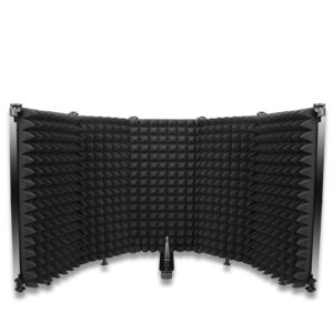 studio recording mic isolation shield, portable foldable microphone reflection filter with microphone shield acoustic foam by sunmon