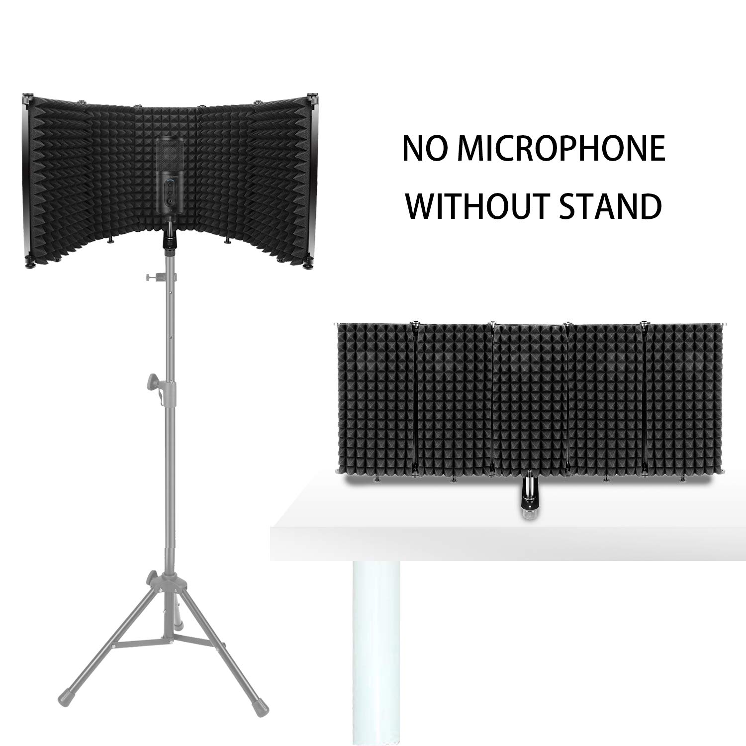 Studio Recording Mic Isolation Shield, Portable Foldable Microphone Reflection Filter with Microphone Shield Acoustic Foam by SUNMON