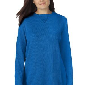 Woman Within Women's Plus Size Thermal Sweatshirt - 3X, Bright Cobalt