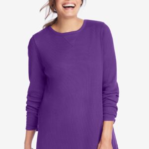 Woman Within Women's Plus Size Thermal Sweatshirt - 3X, Bright Cobalt