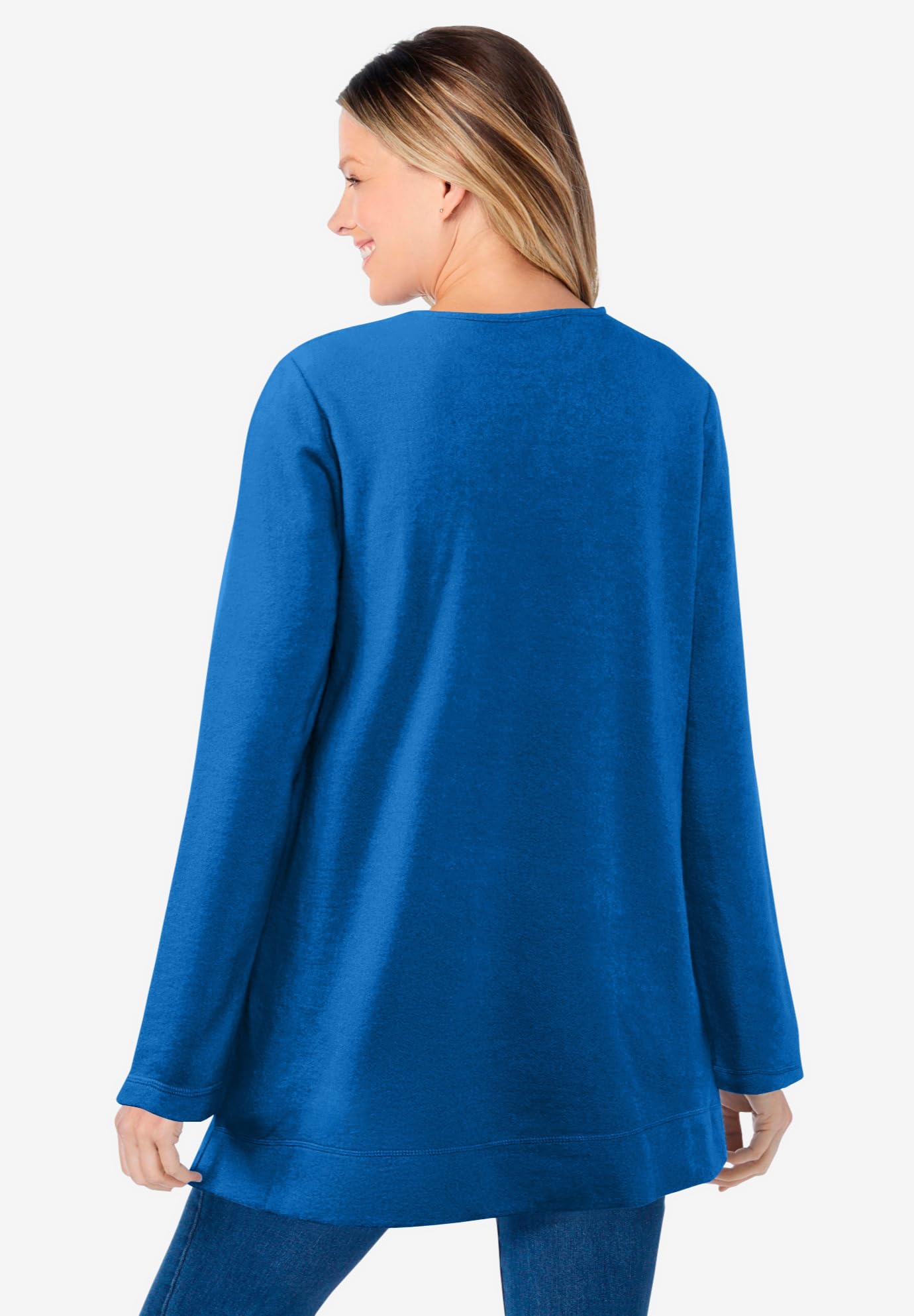 Woman Within Women's Plus Size Thermal Sweatshirt - 3X, Bright Cobalt