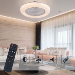 tfcfl 22 inch ceiling fan with light and remote control,dimmable modern led semi flush mount light fandelier,enclosed ceiling fan,quite motor,for home living room