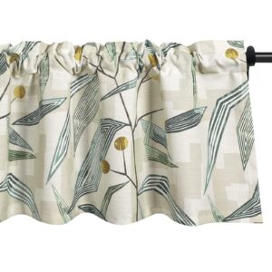 leeva leaves modern design kitchen valances for guest room dining room, top rod pocket thermal insulated window curtain valance for office door, one panel, 52x18