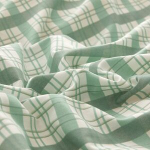 Twin Duvet Cover Green Grid Bedding Kids Geometric Twin Size Duvet Cover Premium Cotton Boys Plaid Cover Twin for Teens Girls 3 Piece Modern Simple Bedding Set Twin with Hidden Zipper, No Comforter