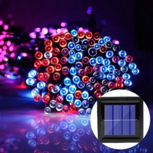 outdoor solar string lights, waterproof led fairy lights string for christmas home garden yard porch tree party holiday decoration (50led, multi-color)