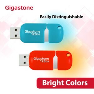 [Gigastone] V10 128GB 5-Pack USB 2.0 Flash Drive Thumb Drive Memory Stick Pen Drive Retractable Design (Multi Color)