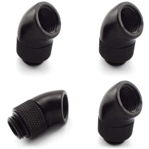 sdtc tech 4-pack g1/4" male to female 45° rotary fitting extender elbow connector for pc water cooling system