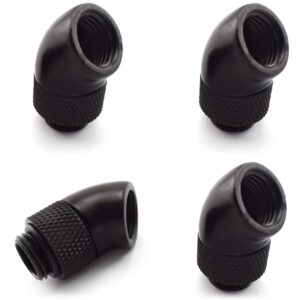 SDTC Tech 4-Pack G1/4" Male to Female 45° Rotary Fitting Extender Elbow Connector for PC Water Cooling System