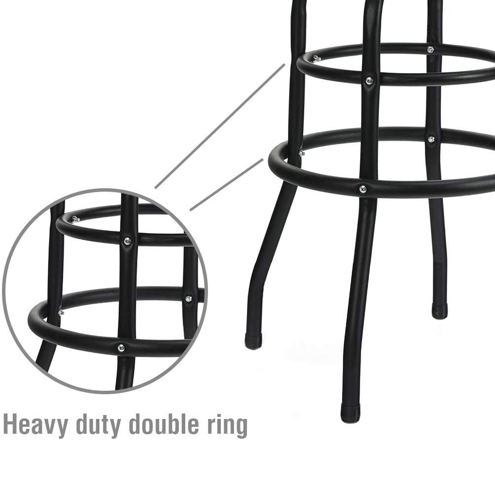 WORKPRO W112003 Garage Shop Stool, Heavy-Duty Steel Construction Garage Stool, Swivel Cushion Seat, Black Powder Coated Legs & Footrest (Single Pack)