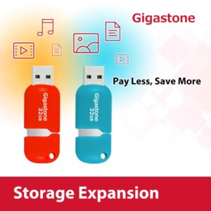 Gigastone V10 16GB 10-Pack USB 2.0 Flash Drive Thumb Drive Memory Stick Pen Drive Capless Retractable Design (Blue&Orange)