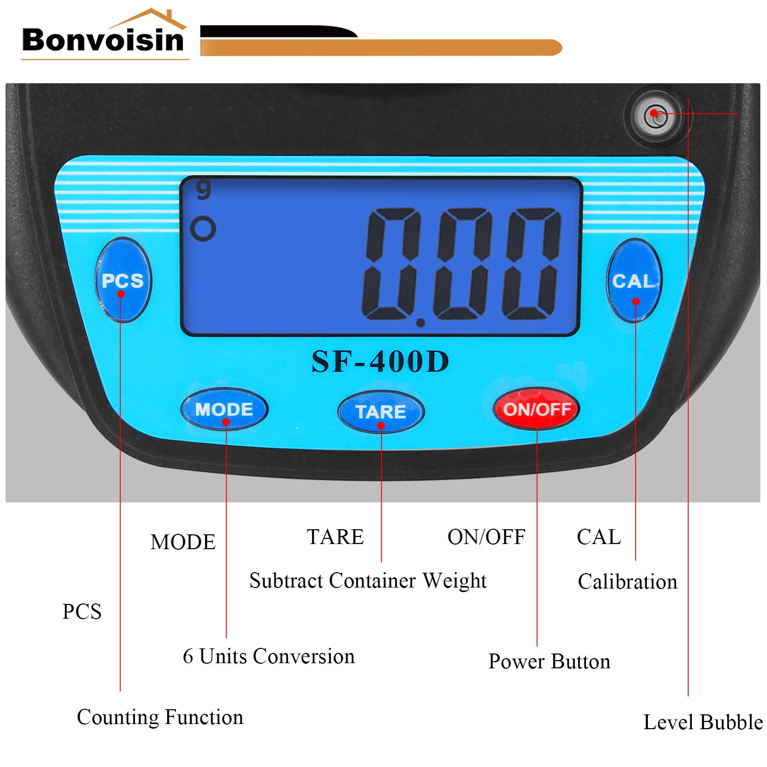 Bonvoisin Digital Lab Scale 600g x 0.01g Precision Electronic Scale LCD Display Analytical Balance Jewelry Scale Scientific Scale 0.01g Accuracy