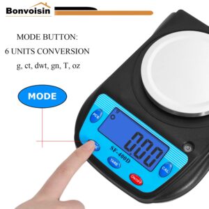 Bonvoisin Digital Lab Scale 600g x 0.01g Precision Electronic Scale LCD Display Analytical Balance Jewelry Scale Scientific Scale 0.01g Accuracy