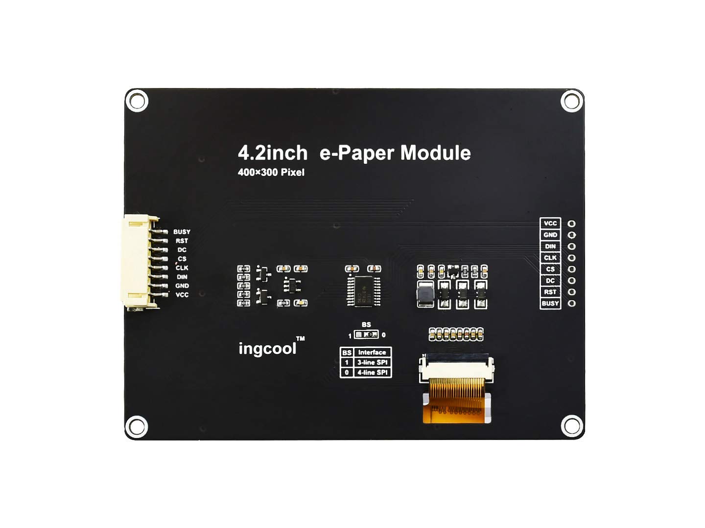 Ingcool 4.2inch e-Ink Display Module, 400x300 Resolution Two-Color E-Paper Display epaper Screen Compatible with Raspberry Pi,Arduino,Nucleo SPI Interface Support Full Refresh