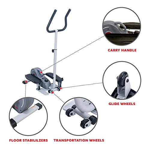 Sunny Health & Fitness Magnetic Standing Elliptical with Handlebars - SF-E3988, Grey