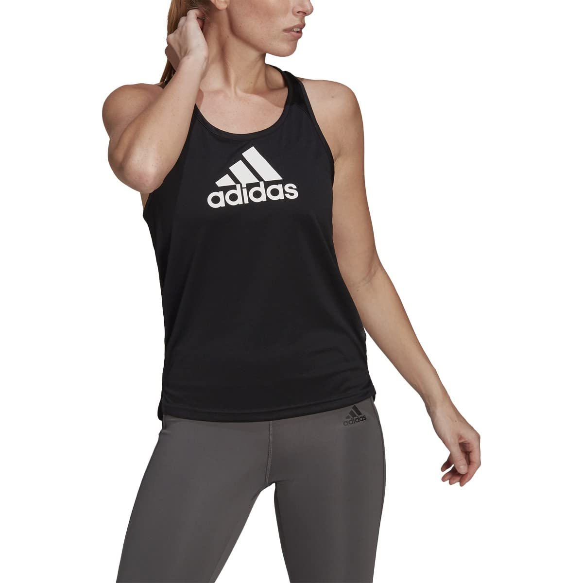 adidas Women's AEROREADY Designed 2 Move Logo Sport Tank Top, Black/White, Large