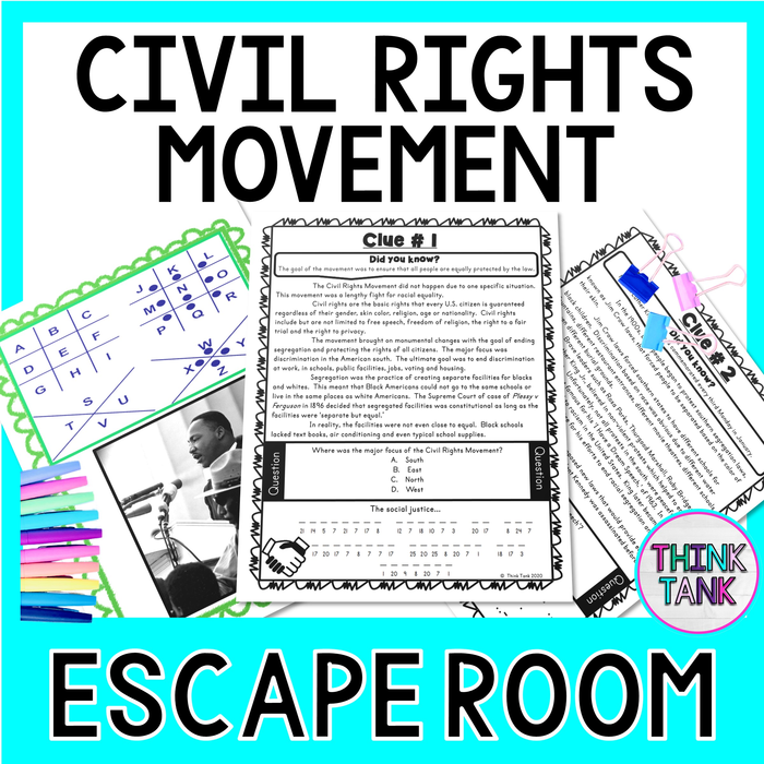 Civil Rights Movement Escape Room - Black History, Rosa Parks, Martin Luther King Jr.