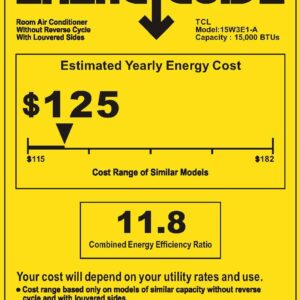 TCL 15W3E1-A Home Series Window Air Conditioner, 15,000 BTU, White