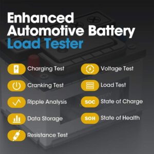 TOPDON Car Battery Tester BT100 12V Automotive 100-2000CCA Battery Health Faults, Alternator Analyzer, Load Cranking Tester for DIYers, Auto Repair Shops, 4S Stores, Battery Manufactures