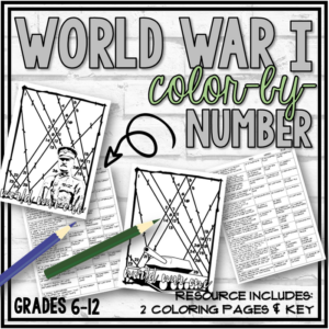 world war i color-by-number worksheet