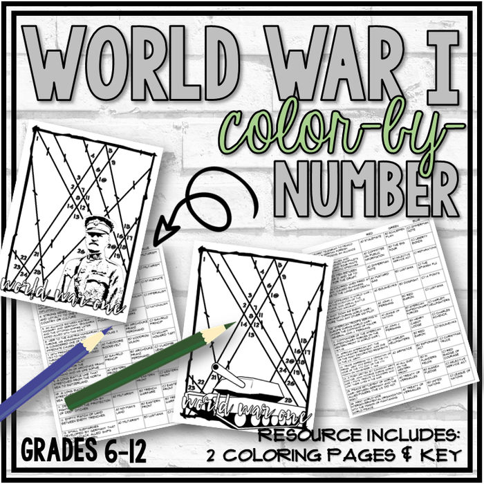 World War I Color-by-Number Worksheet