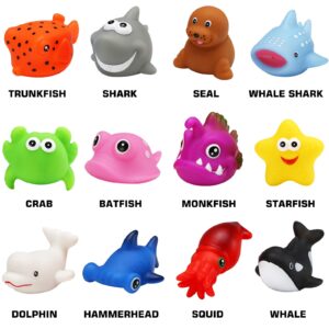 Bath Toys, 12 Pcs Light Up Ocean Sea Animal Set, Flashing Colorful LED Light Floating Bathtub Toys for Baby Infant Kid Toddler Preschool, Great Gift for Bathroom Water Tub Games Swimming Pool Party