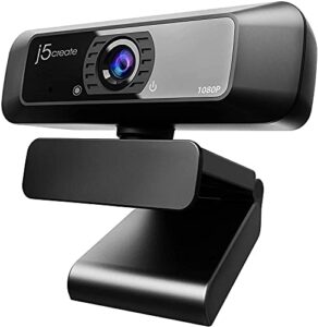 j5create usb streaming webcam - 1080p hd with 360° rotation, high fidelity microphone, plug and play for pc/mac/laptop/desktop/skype/youtube/zoom/facetime, suitable for conferencing/calling (jvcu100)