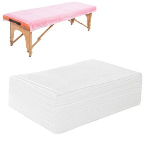 20 pcs massage table sheets disposable non woven spa bed cover breathable polypropylene fabric 31" x 70" thin, not waterproof(white)