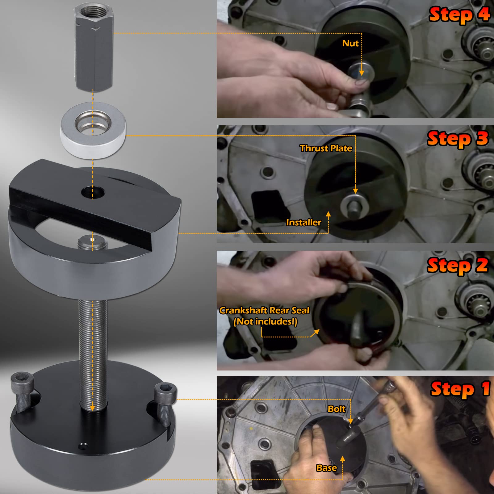 303-770 Crankshaft Rear Main Seal & Wear Sleeve Ring Installer Tool Perfectly Fits for Ford 4.5L 6.0L 6.4L Powerstroke Diesel Engines