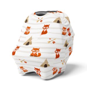 Stretchy Multi Use Cover Car Seat Canopy Woodland Teepee Fox Nursing Cover Shopping Cart Baby Cover