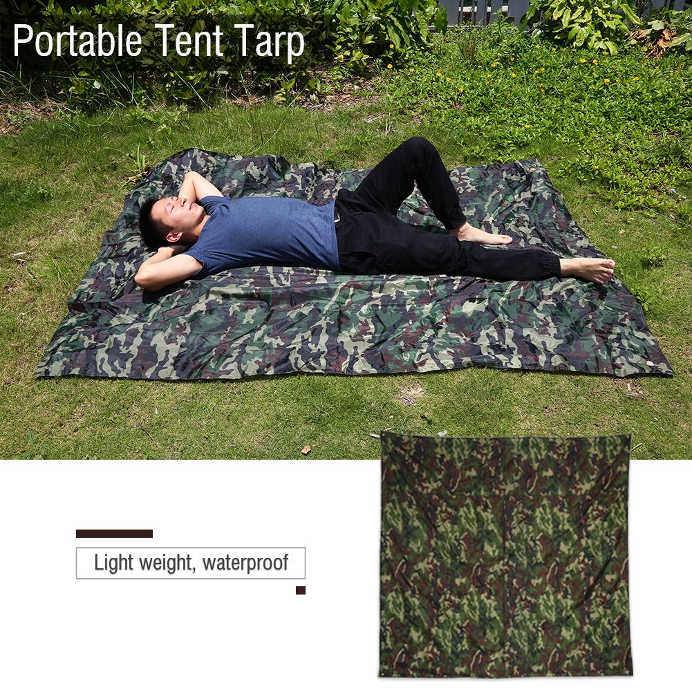 Camouflage Tent Tarp, Camping Tarp, Portable Waterproof Camping Shelter Tent Tarp, Survival Shelter Defender Tarp for Outdoor Hiking Hunting (3x2.9m)