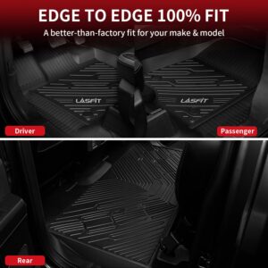 LASFIT Floor Mats Fit for Ford F-150 2015-2024/ F150 Lightning 22-24 SuperCrew Cab (Rear w/o Under-Seat Fold Flat Storage), All Weather TPE Truck Liners,1st & 2nd Row, Black