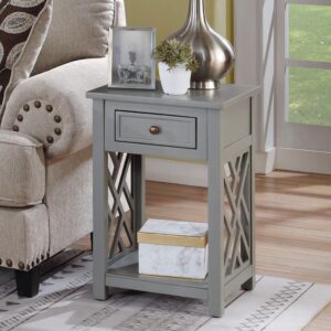 alaterre furniture coventry wood end table with drawer and shelf, gray