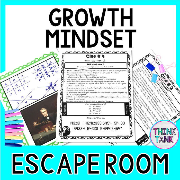 Growth Mindset #1 Escape Room - Back to School Activity