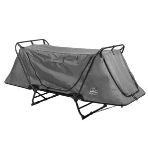 Kamp-Rite Original Quick Setup 1 Person Multifunctional Cot Convertible as Lounge Chair, and Tent with 2 Zippers and Mesh Entry Doors, Green/Tan