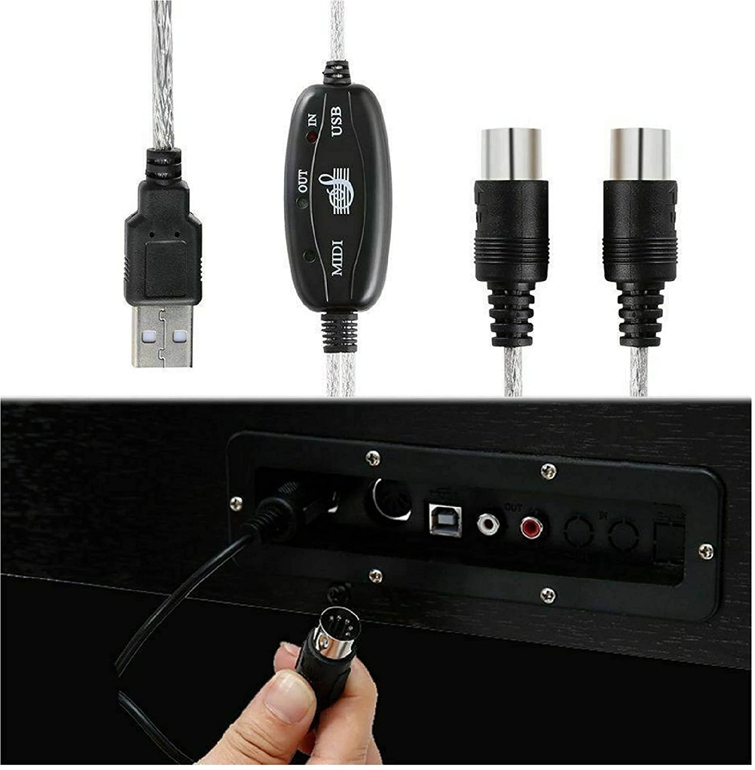 FDBV USB in-Out MIDI Interface Cable Converter to PC Music Keyboard Adapter Cord