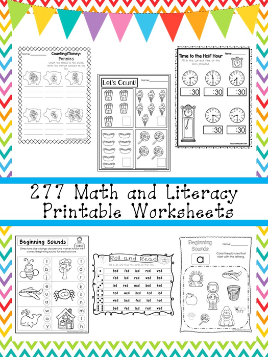 277 Math and Literacy Printable Worksheets