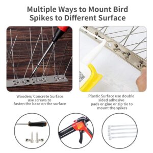 Recie Bird Spikes, Stainless Steel Bird Spikes for Outside Pigeons and Other Small Birds - 30 Packs, 32.5ft