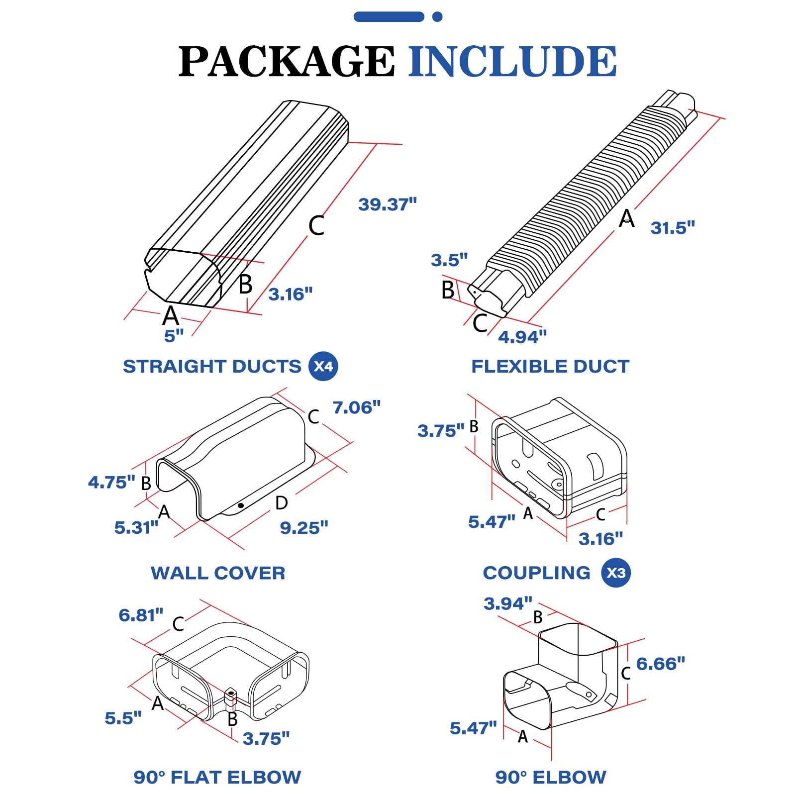 LyPrem 5" 17Ft Air Conditioner Decorative PVC Line Set Cover Kit for Mini Split and Central Air Conditioner & Heat Pump Line Set Cove Kit Decorative Tubing Cover（White）