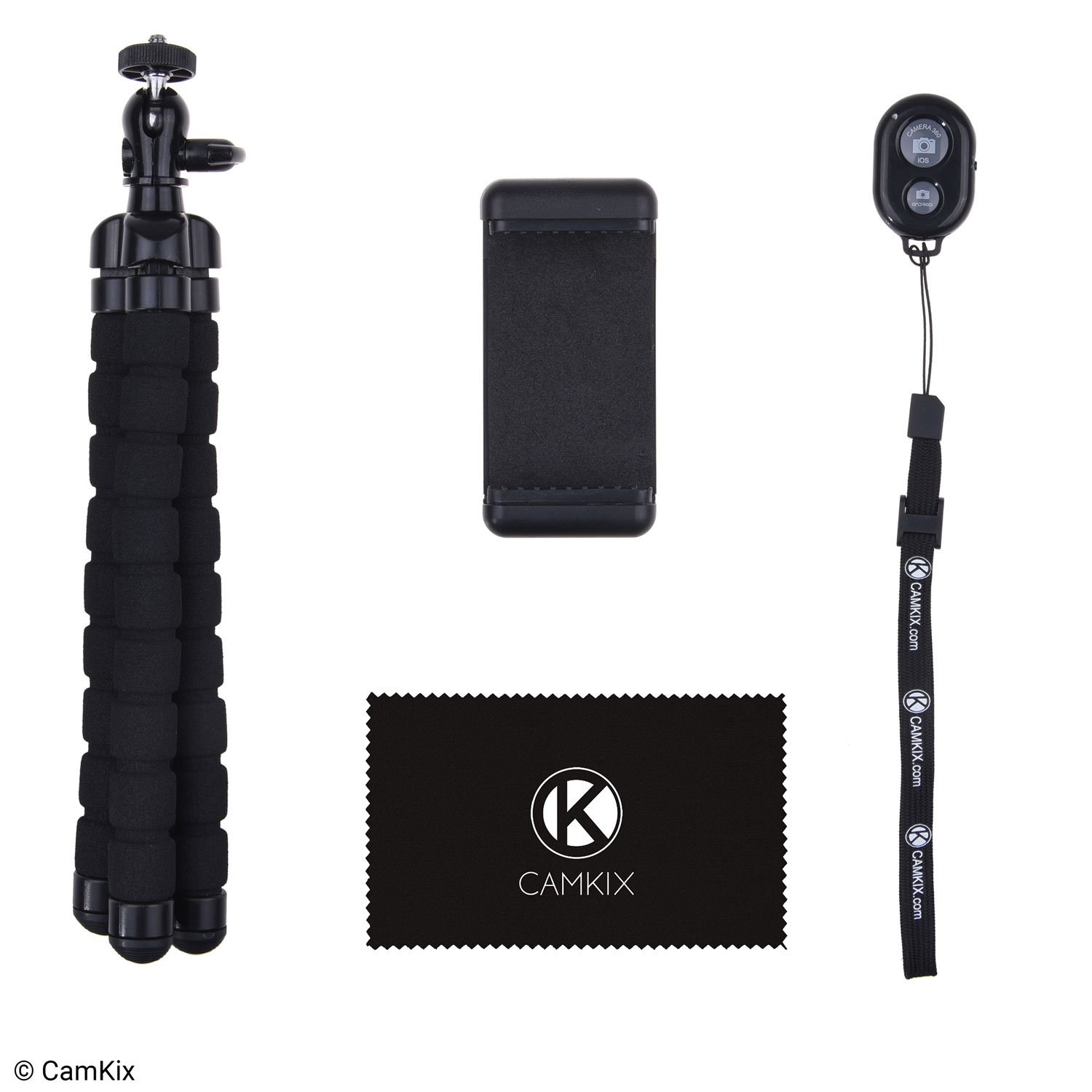 Camkix Flexible Octopus Style Tripod and Bluetooth Remote Control Camera Shutter - Use for Video Calls, Online Meetings, Vlogs, Live Streaming, E-Learning - Take Photos and Videos Wirelessly