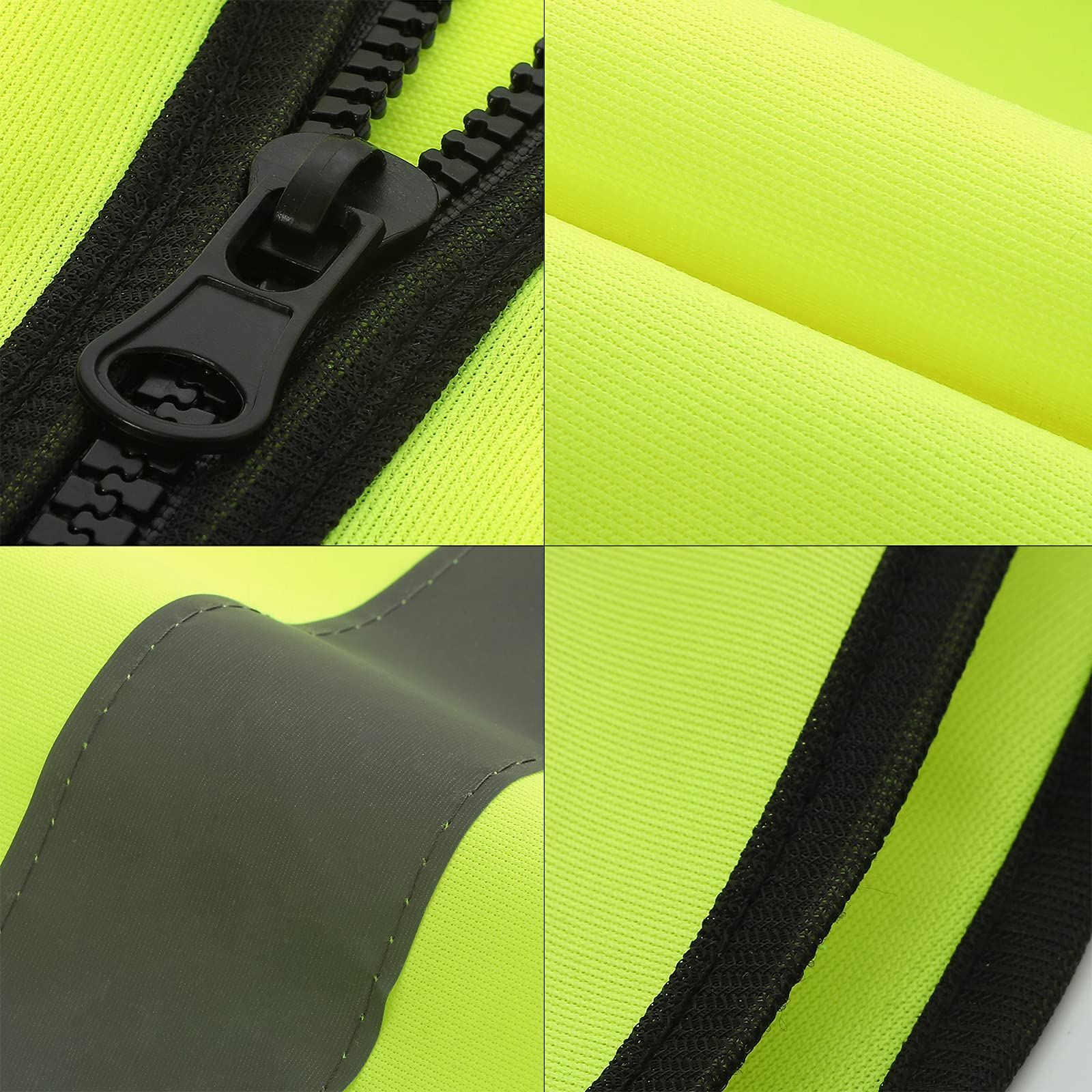 Chesson High Visibility Safety Vest, Medium Size, 2" Reflective Strips, Hi Vis Yellow Vests Multi-Pockets and Front Zipper Work Vest Perfect for Cycling, Running, Volunteer, Construction