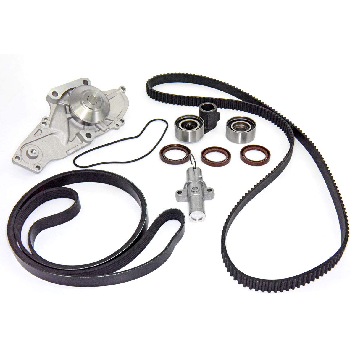 TKH-002 Timing Belt Kit with Water Pump Kit For 2003-2017 Honda Accord Crosstour Pilot Odyssey Ridgeline Acura MDX RDX RL TL TSX ZDX Replace # TKH002 TCKWP329