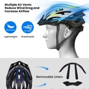 ILM Adult Men & Women Bike Bicycle Helmet, Lightweight Child Youth Mountain Road Cycling Helmets with Dial Fit Adjustment Model B2-21 (Ice Cream, XXL)